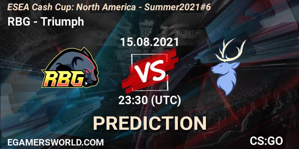 Pronóstico RBG - Triumph. 15.08.2021 at 23:30, Counter-Strike (CS2), ESEA Cash Cup: North America - Summer 2021 #6