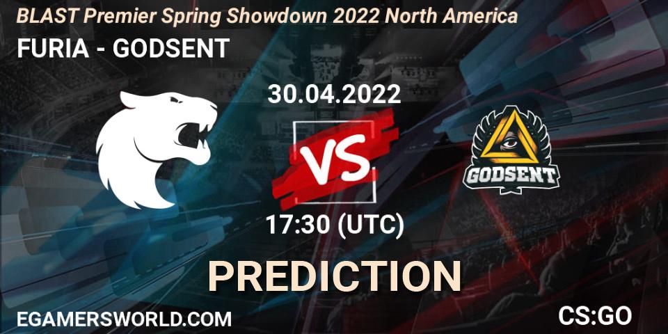 Pronóstico FURIA - GODSENT. 30.04.2022 at 16:55, Counter-Strike (CS2), BLAST Premier Spring Showdown 2022 North America