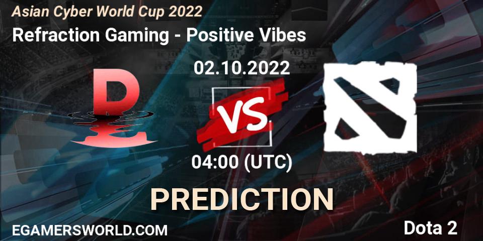 Pronóstico Refraction Gaming - Positive Vibes. 02.10.2022 at 04:14, Dota 2, Asian Cyber World Cup 2022