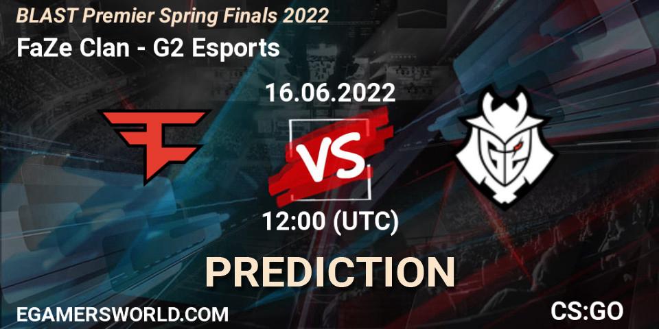 Pronóstico FaZe Clan - G2 Esports. 16.06.2022 at 12:15, Counter-Strike (CS2), BLAST Premier Spring Finals 2022 