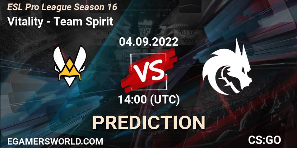 Pronóstico Vitality - Team Spirit. 04.09.2022 at 17:30, Counter-Strike (CS2), ESL Pro League Season 16