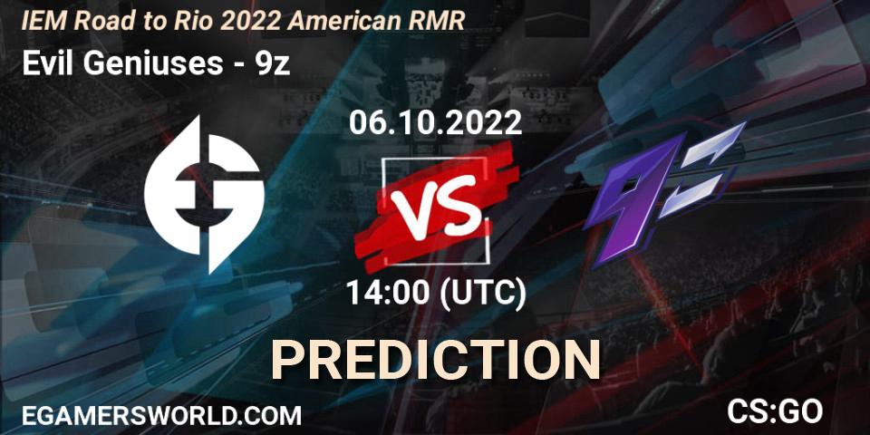 Pronóstico Evil Geniuses - 9z. 06.10.2022 at 14:00, Counter-Strike (CS2), IEM Road to Rio 2022 American RMR