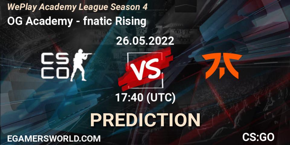 Pronóstico OG Academy - fnatic Rising. 26.05.2022 at 17:40, Counter-Strike (CS2), WePlay Academy League Season 4
