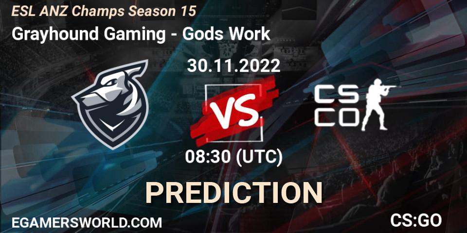Pronóstico Grayhound Gaming - Gods Work. 30.11.22, CS2 (CS:GO), ESL ANZ Champs Season 15