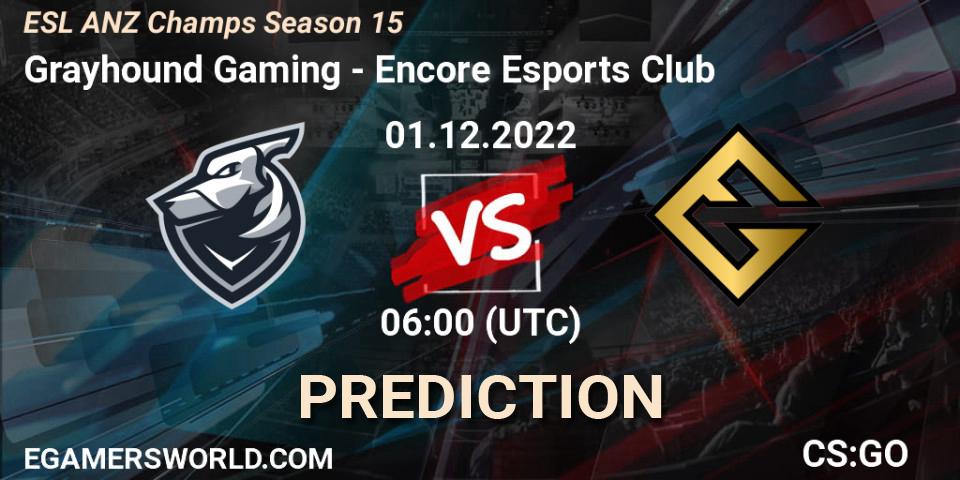 Pronóstico Grayhound Gaming - Encore Esports Club. 01.12.22, CS2 (CS:GO), ESL ANZ Champs Season 15