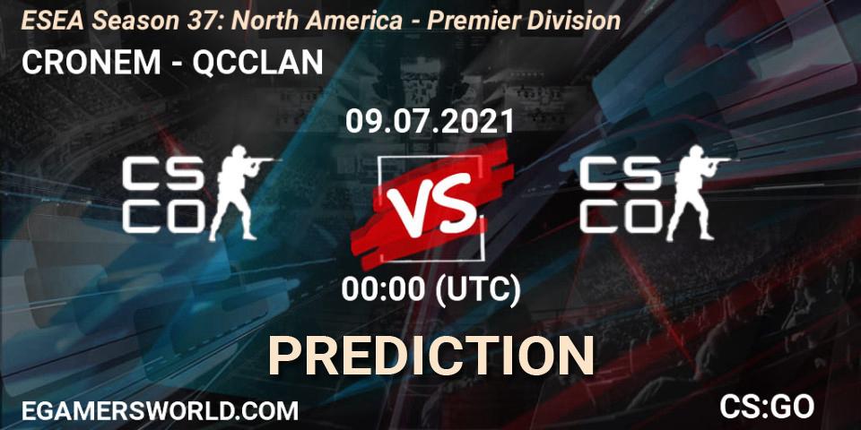 Pronóstico CRONEM - QCCLAN. 12.07.2021 at 00:00, Counter-Strike (CS2), ESEA Season 37: North America - Premier Division