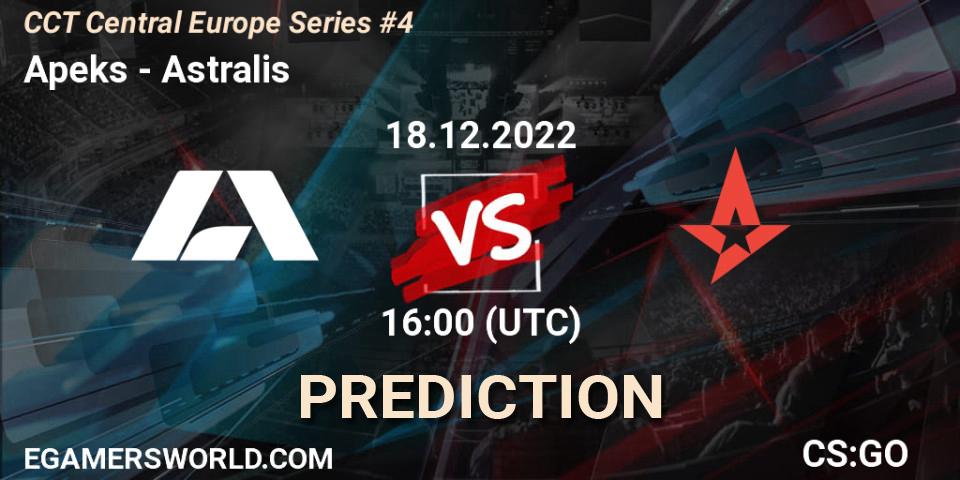 Pronóstico Apeks - Astralis. 18.12.2022 at 15:15, Counter-Strike (CS2), CCT Central Europe Series #4