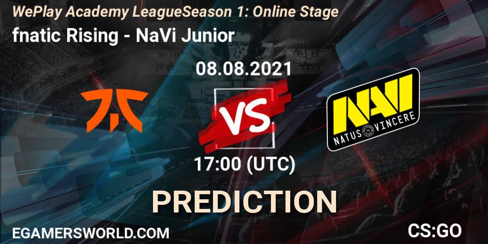Pronóstico fnatic Rising - NaVi Junior. 08.08.2021 at 17:00, Counter-Strike (CS2), WePlay Academy League Season 1: Online Stage
