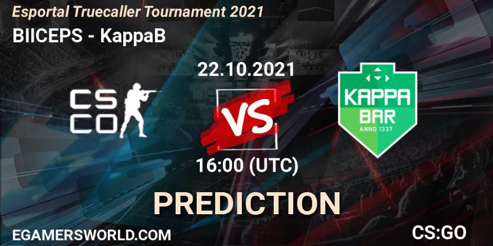 Pronóstico BIICEPS - KappaB. 22.10.2021 at 16:25, Counter-Strike (CS2), Esportal Truecaller Tournament
