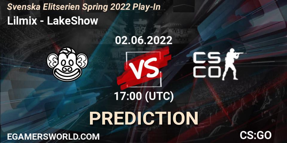 Pronóstico Lilmix - LakeShow. 02.06.2022 at 17:05, Counter-Strike (CS2), Svenska Elitserien Spring 2022 Play-In