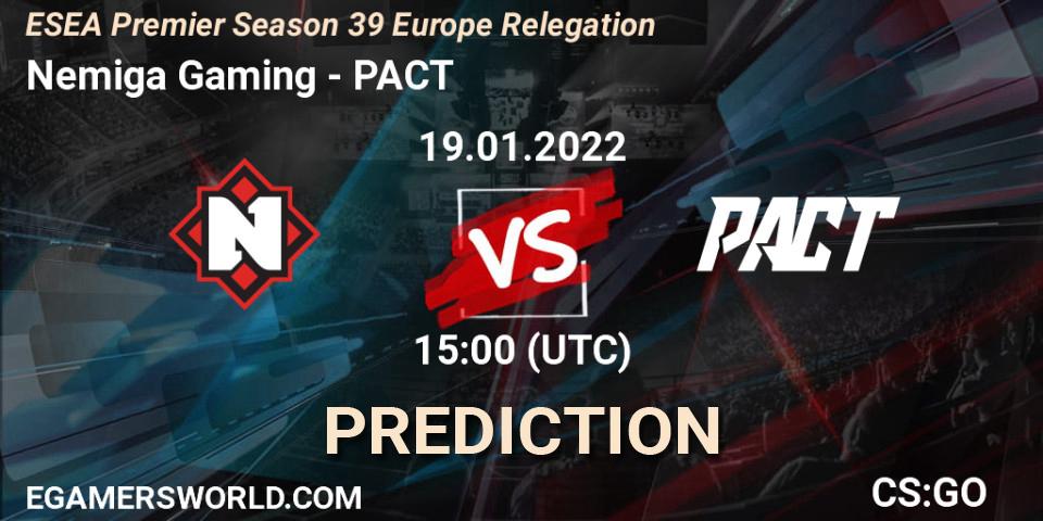 Pronóstico Nemiga Gaming - PACT. 19.01.22, CS2 (CS:GO), ESEA Premier Season 39 Europe Relegation