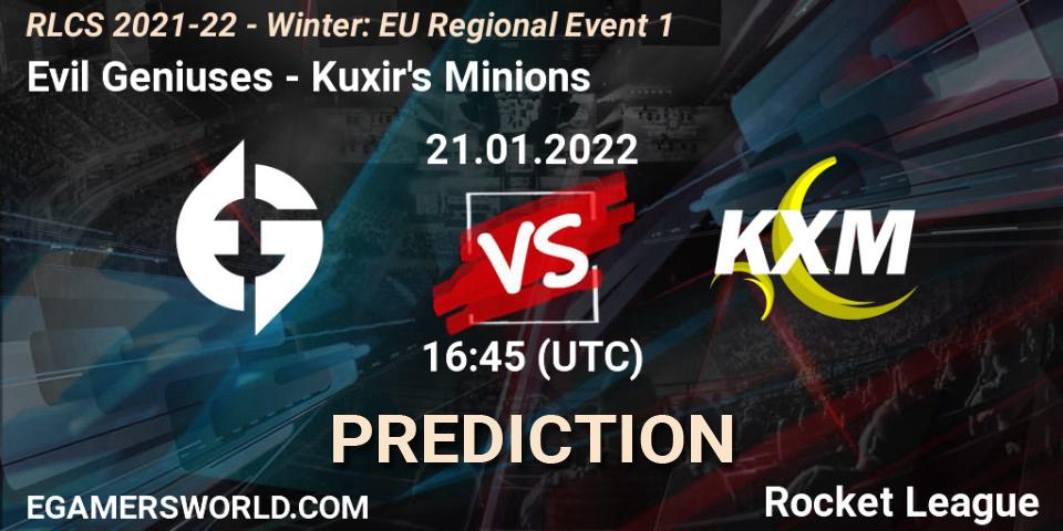 Pronóstico Evil Geniuses - Kuxir's Minions. 21.01.2022 at 16:45, Rocket League, RLCS 2021-22 - Winter: EU Regional Event 1