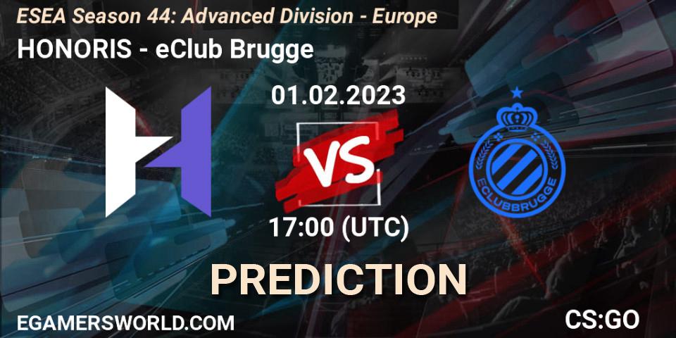 Pronóstico HONORIS - eClub Brugge. 01.02.23, CS2 (CS:GO), ESEA Season 44: Advanced Division - Europe
