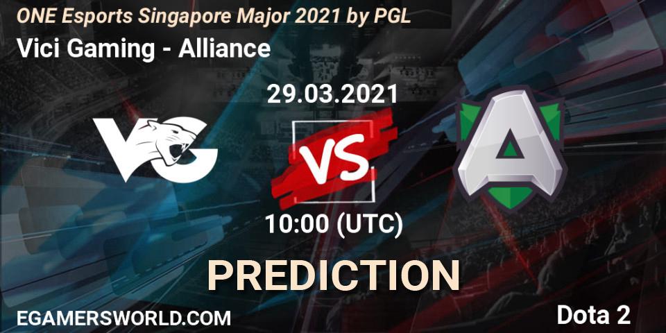 Pronóstico Vici Gaming - Alliance. 29.03.2021 at 11:40, Dota 2, ONE Esports Singapore Major 2021