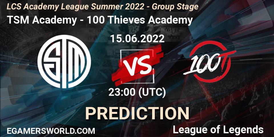 Pronóstico TSM Academy - 100 Thieves Academy. 15.06.2022 at 22:00, LoL, LCS Academy League Summer 2022 - Group Stage