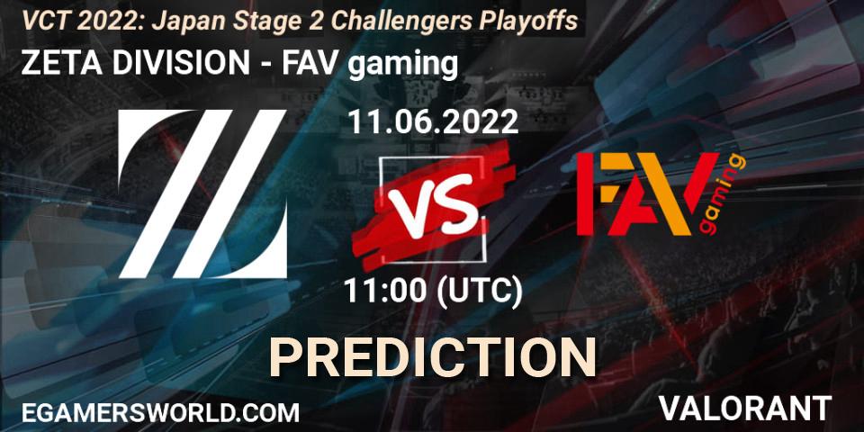 Pronóstico ZETA DIVISION - FAV gaming. 11.06.2022 at 12:10, VALORANT, VCT 2022: Japan Stage 2 Challengers Playoffs