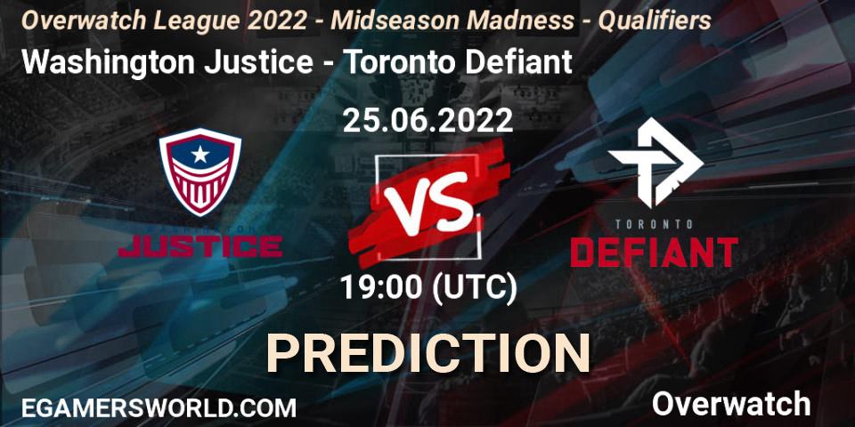 Pronóstico Washington Justice - Toronto Defiant. 25.06.2022 at 19:00, Overwatch, Overwatch League 2022 - Midseason Madness - Qualifiers