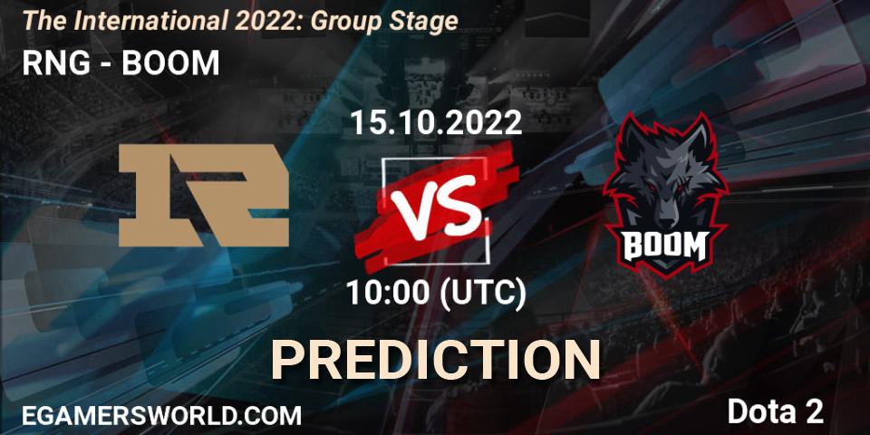 Pronóstico RNG - BOOM. 15.10.22, Dota 2, The International 2022: Group Stage