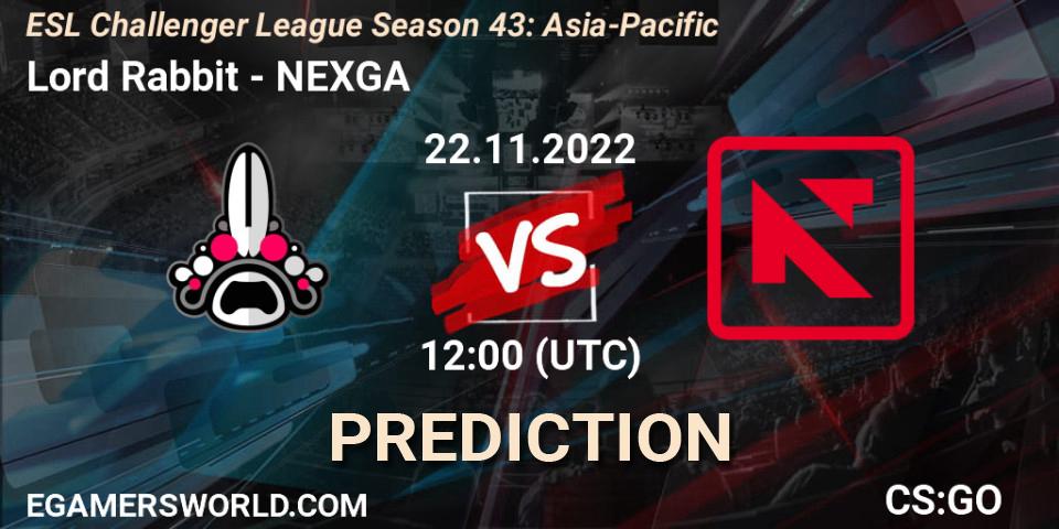 Pronóstico Lord Rabbit - NEXGA. 22.11.2022 at 12:00, Counter-Strike (CS2), ESL Challenger League Season 43: Asia-Pacific