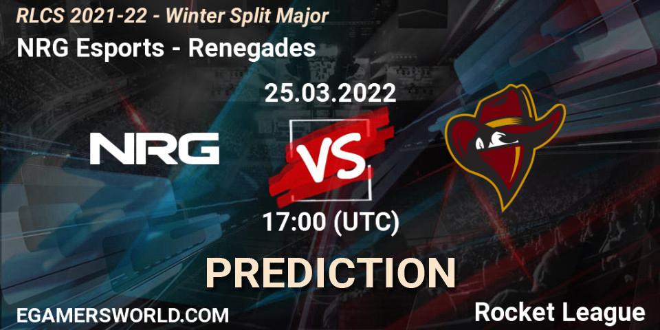 Pronóstico NRG Esports - Renegades. 25.03.2022 at 18:00, Rocket League, RLCS 2021-22 - Winter Split Major