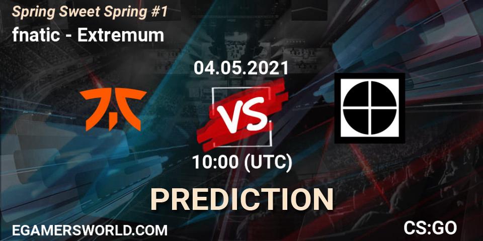 Pronóstico fnatic - Extremum. 04.05.2021 at 10:00, Counter-Strike (CS2), Spring Sweet Spring #1