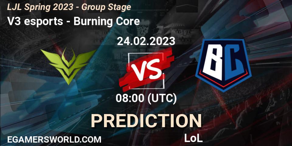 Pronóstico V3 esports - Burning Core. 24.02.23, LoL, LJL Spring 2023 - Group Stage