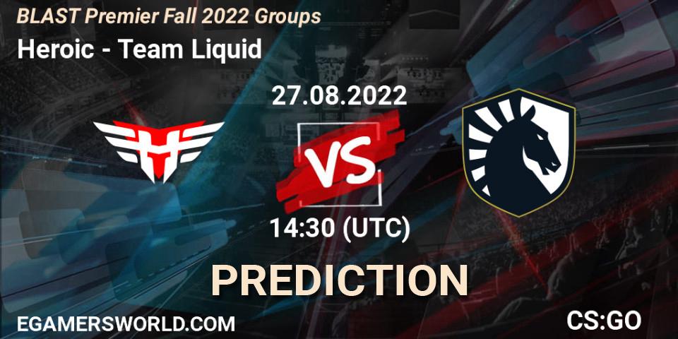 Pronóstico Heroic - Team Liquid. 27.08.2022 at 14:30, Counter-Strike (CS2), BLAST Premier Fall 2022 Groups
