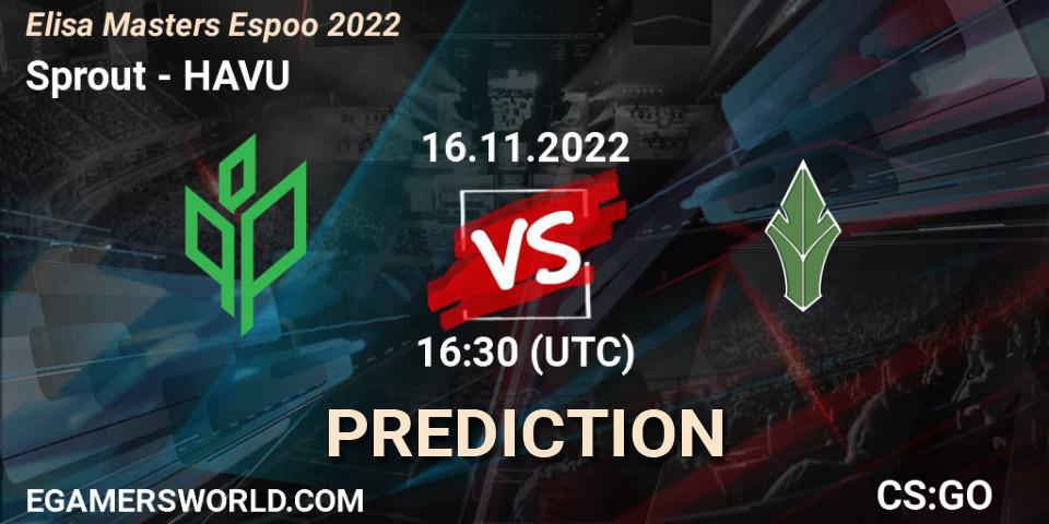 Pronóstico Sprout - HAVU. 16.11.2022 at 17:50, Counter-Strike (CS2), Elisa Masters Espoo 2022