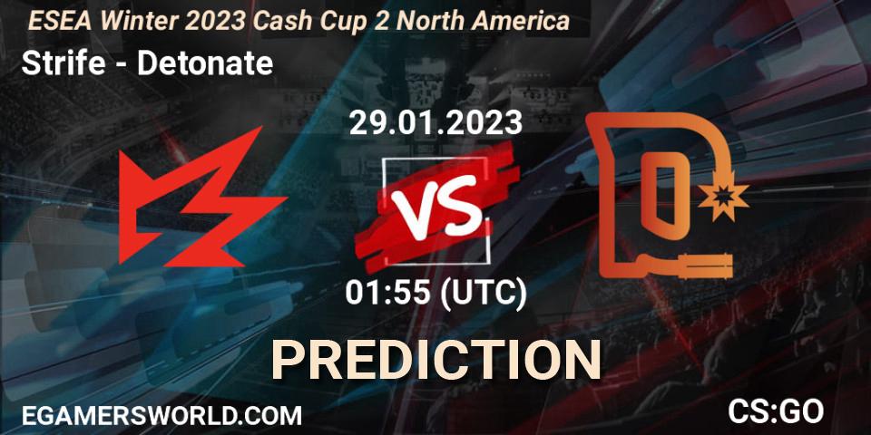 Pronóstico Strife - Detonate. 29.01.23, CS2 (CS:GO), ESEA Cash Cup: North America - Winter 2023 #2