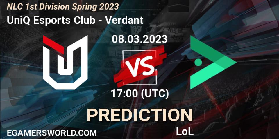 Pronóstico UniQ Esports Club - Verdant. 14.02.2023 at 20:00, LoL, NLC 1st Division Spring 2023