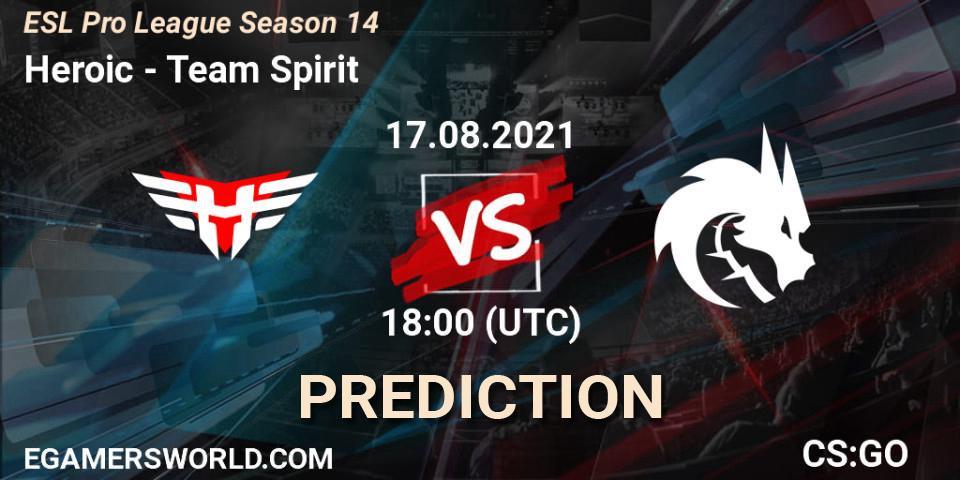 Pronóstico Heroic - Team Spirit. 17.08.2021 at 18:00, Counter-Strike (CS2), ESL Pro League Season 14