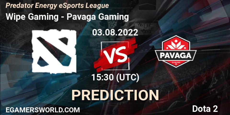 Pronóstico Wipe Gaming - Pavaga Gaming. 03.08.22, Dota 2, Predator Energy eSports League