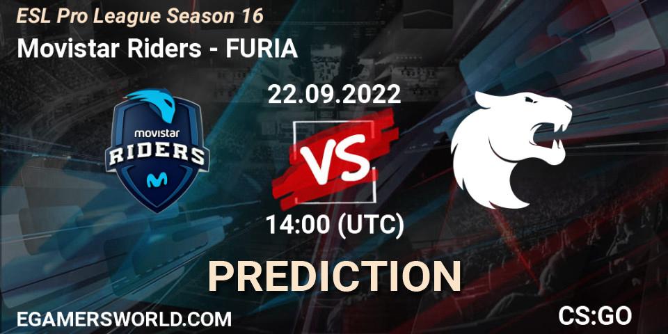 Pronóstico Movistar Riders - FURIA. 22.09.2022 at 14:00, Counter-Strike (CS2), ESL Pro League Season 16