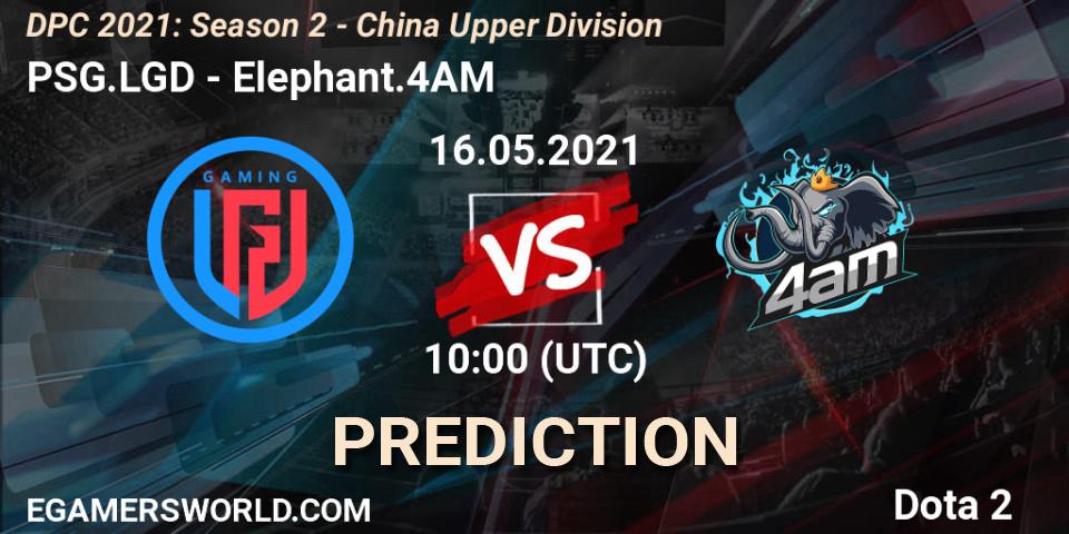 Pronóstico PSG.LGD - Elephant.4AM. 16.05.2021 at 09:55, Dota 2, DPC 2021: Season 2 - China Upper Division