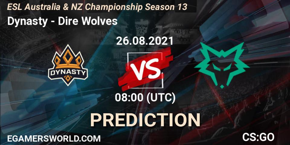 Pronóstico Dynasty - Dire Wolves. 26.08.2021 at 08:00, Counter-Strike (CS2), ESL Australia & NZ Championship Season 13