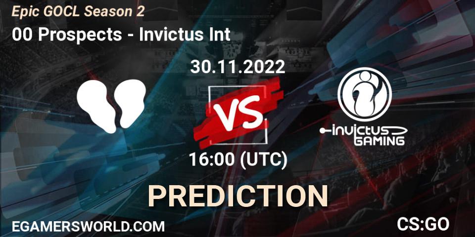 Pronóstico 00 Prospects - Invictus Int. 30.11.22, CS2 (CS:GO), Epic GOCL Season 2