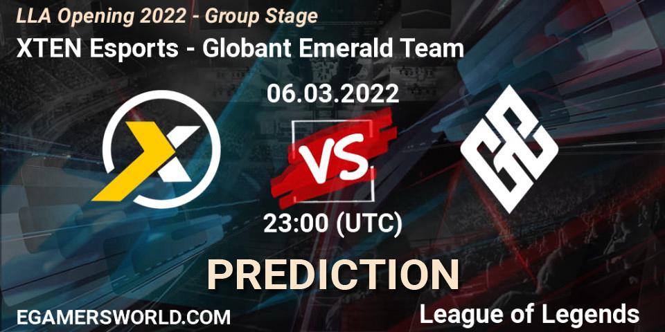 Pronóstico XTEN Esports - Globant Emerald Team. 12.02.2022 at 21:20, LoL, LLA Opening 2022 - Group Stage