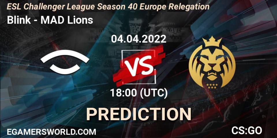 Pronóstico Blink - MAD Lions. 04.04.2022 at 18:00, Counter-Strike (CS2), ESL Challenger League Season 40 Europe Relegation