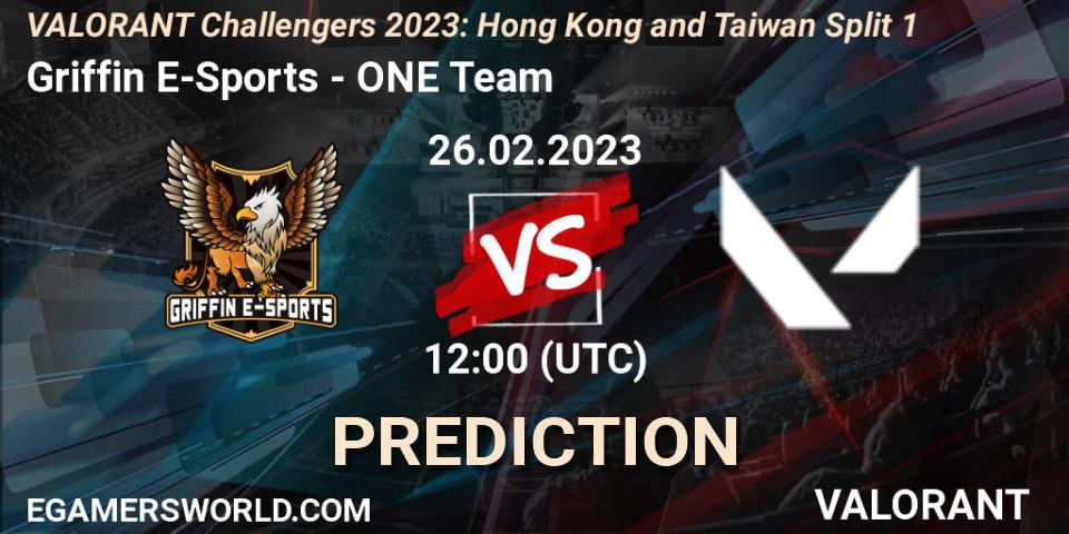 Pronóstico Griffin E-Sports - ONE Team. 26.02.2023 at 10:20, VALORANT, VALORANT Challengers 2023: Hong Kong and Taiwan Split 1