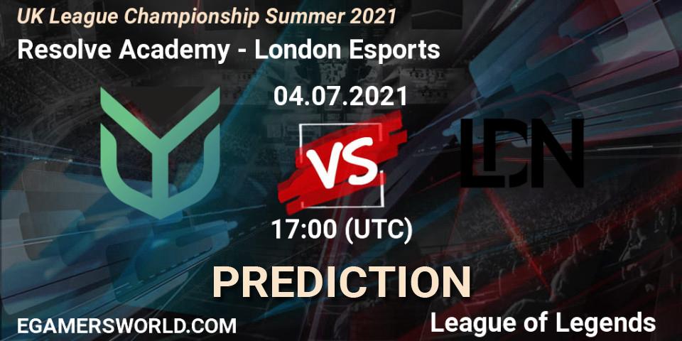 Pronóstico Resolve Academy - London Esports. 04.07.2021 at 17:00, LoL, UK League Championship Summer 2021