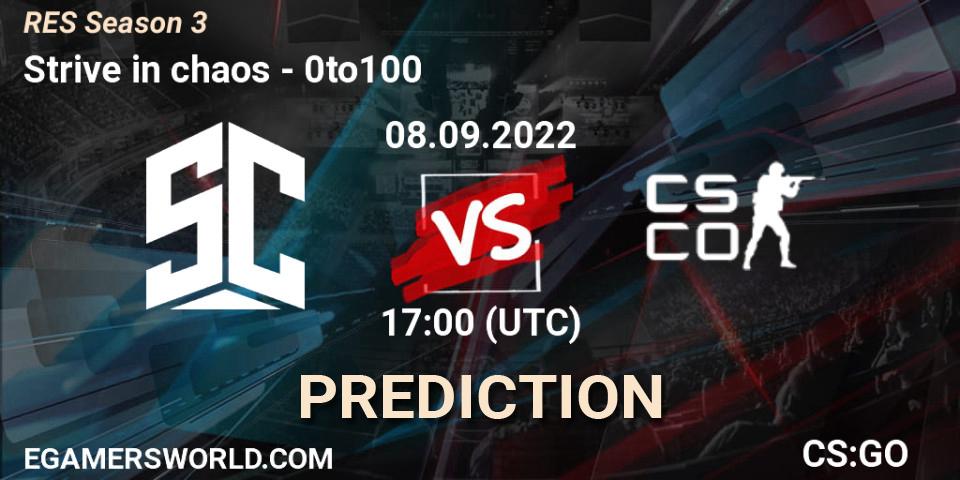 Pronóstico Strive in chaos - 0to100. 08.09.2022 at 17:00, Counter-Strike (CS2), RES Season 3