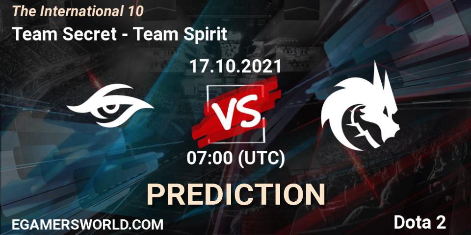 Pronóstico Team Secret - Team Spirit. 17.10.2021 at 07:08, Dota 2, The Internationa 2021