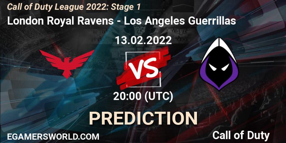 Pronóstico London Royal Ravens - Los Angeles Guerrillas. 13.02.22, Call of Duty, Call of Duty League 2022: Stage 1