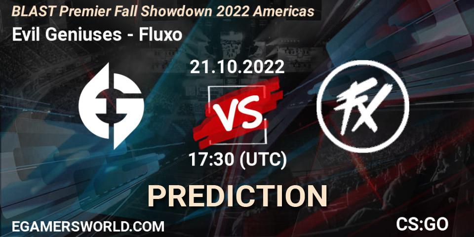 Pronóstico Evil Geniuses - Fluxo. 21.10.2022 at 18:20, Counter-Strike (CS2), BLAST Premier Fall Showdown 2022 Americas