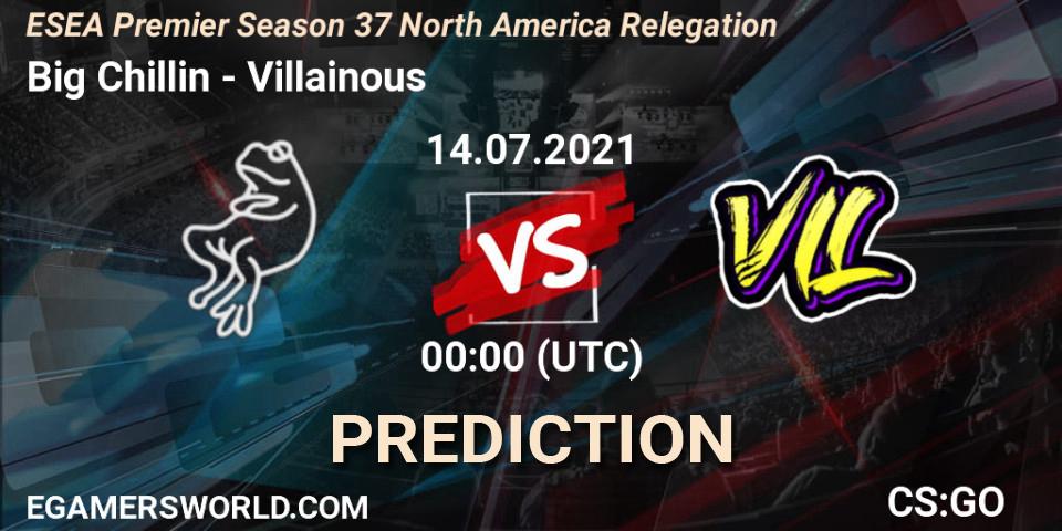 Pronóstico Big Chillin - Villainous. 14.07.2021 at 00:00, Counter-Strike (CS2), ESEA Premier Season 37 North America Relegation