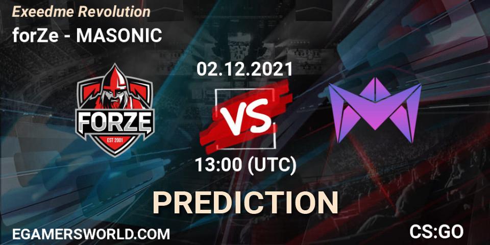 Pronóstico forZe - MASONIC. 02.12.2021 at 13:00, Counter-Strike (CS2), Exeedme Revolution