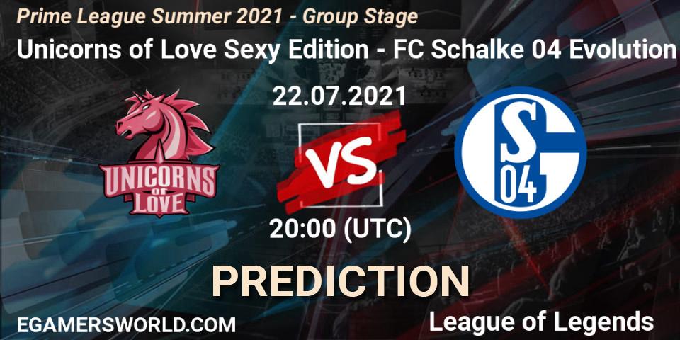 Pronóstico Unicorns of Love Sexy Edition - FC Schalke 04 Evolution. 22.07.21, LoL, Prime League Summer 2021 - Group Stage
