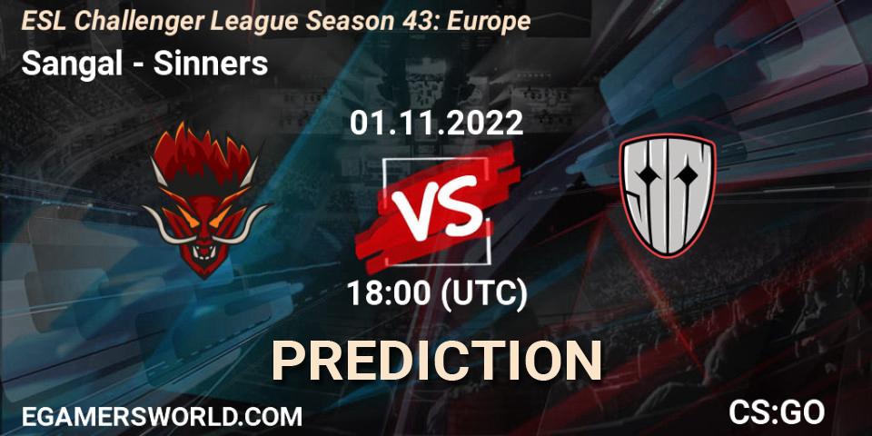 Pronóstico Sangal - Sinners. 01.11.2022 at 18:00, Counter-Strike (CS2), ESL Challenger League Season 43: Europe