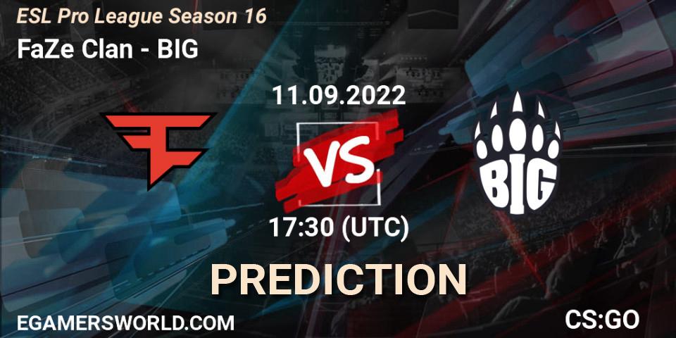 Pronóstico FaZe Clan - BIG. 11.09.22, CS2 (CS:GO), ESL Pro League Season 16