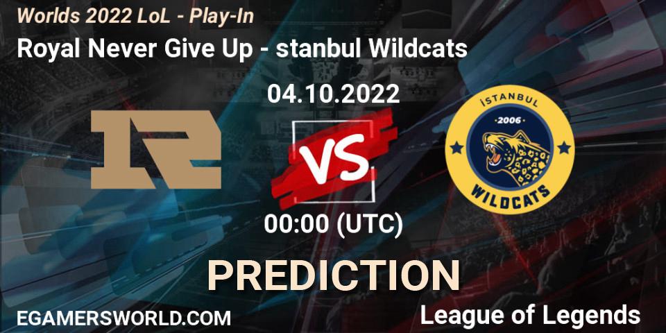 Pronóstico Royal Never Give Up - İstanbul Wildcats. 02.10.2022 at 02:00, LoL, Worlds 2022 LoL - Play-In